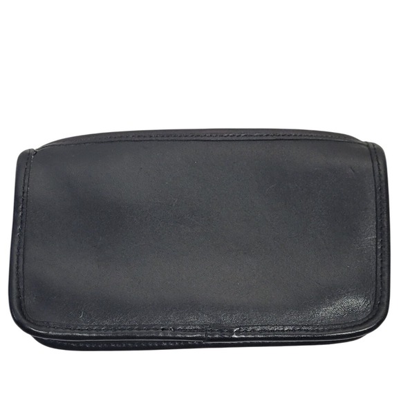 Coach Black Leather Cosmetic Makeup Bag Pouch Clutch Zipper Pouch Travel Storage - Picture 2 of 6